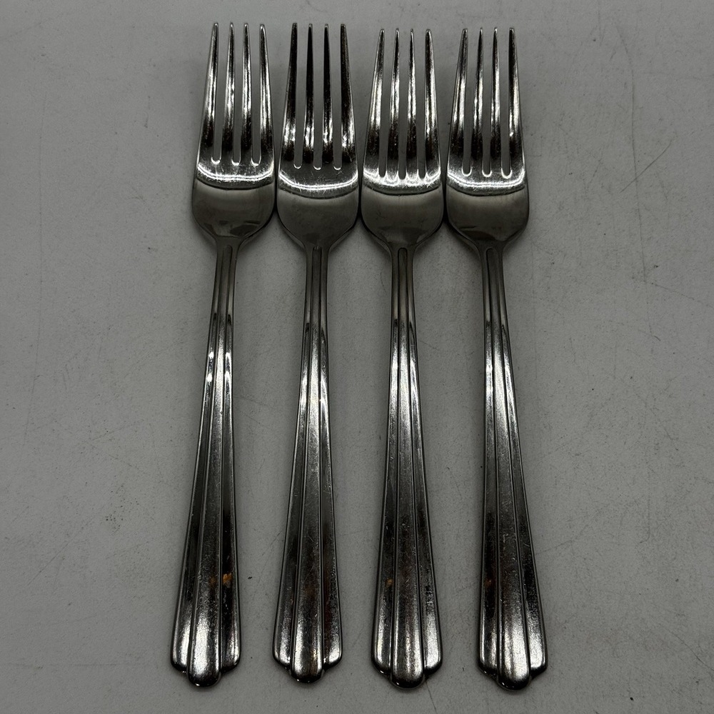 Hampton Silversmiths CENTRAL Salad Forks Lot Set of 4 Stainless Flatware